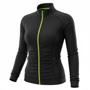 Y2K Hard Candy Festival Black & Neon Yellow Sporty Lightweight Zip Jacket Top XS